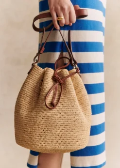 Sezane Nos Sacs Iconiques|Maroquinerie|Bourse Farrow Raphia Naturel