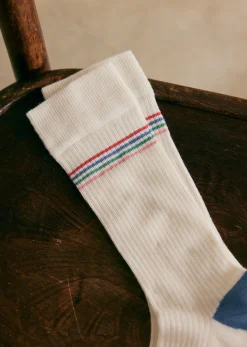Sezane Accessoires|Chaussettes Hayes Écru Rayures Multicolores
