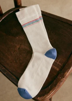 Sezane Accessoires|Chaussettes Hayes Écru Rayures Multicolores