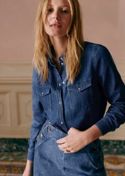 Sezane Chemises & Blouses|Chemise Alba Bleu Denim