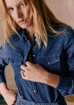 Sezane Chemises & Blouses|Chemise Alba Bleu Denim
