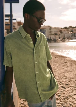 Sezane Le Bain|Chemises manches courtes|Chemise Aldo Vert Clair