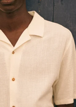 Sezane Chemises & Blouses|Chemises manches courtes|Chemise Holt Coton Lin Blanc