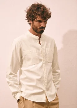 Sezane Chemises col mao|Chemises coton lin|Chemise Leone Blanc