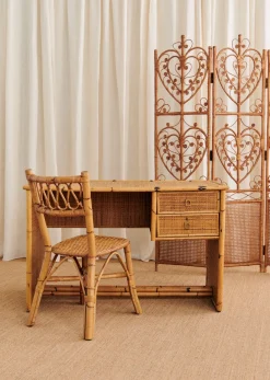 Sezane La Sélection Vintage|Ensemble Bureau Et Chaise Dans Le Style Dal Vera Années 1960 - N°2 Bambou et osier
