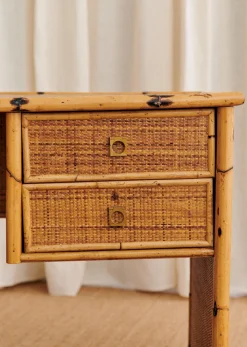 Sezane La Sélection Vintage|Ensemble Bureau Et Chaise Dans Le Style Dal Vera Années 1960 - N°2 Bambou et osier