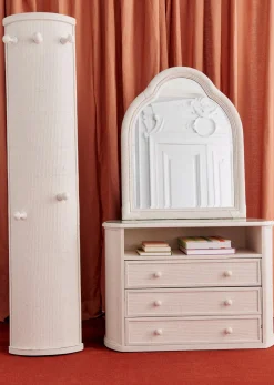 Sezane La Sélection Vintage|Ensemble De Chambre Vintage En : porte Manteau, Commode Et Miroir Rotin