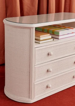 Sezane La Sélection Vintage|Ensemble De Chambre Vintage En :  porte Manteau, Commode Et Miroir Rotin