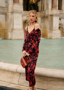 Sezane Maille|Gilet Virgile Rose Rouge