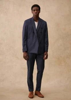 Sezane Costumes|Pantalons Formels|Pantalon Jody Marine Rayures Blanches