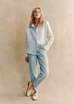 Sezane Denim|Denim|Pantalon Le Mum Bleu Snow
