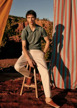Sezane Col polo|Pulls manches courtes|Polo Caio Kaki