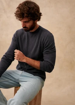 Sezane Col rond|Pulls coton|Pull Edo Bleu Chiné