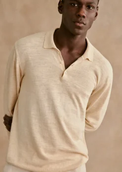 Sezane Col polo|Pulls coton|Pull Marsh Beige