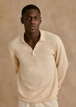 Sezane Col polo|Pulls coton|Pull Marsh Beige