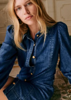 Sezane Robes|Robe Eulalia Bleu Moyen