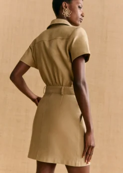 Sezane Robes|Robe Oanelle Beige Clair