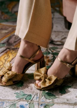Sezane Sandales|Sandales Teresa Textile Doré Vintage