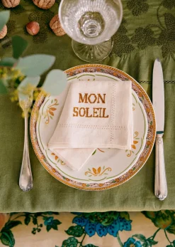 Sezane Les Tissus|La Vaisselle|Set De 4 Serviettes - Les Mots Brodés