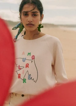 Sezane Sweats|Sweat-Shirt Amour Libre Oiseau - Sézane X Pangea Crème / Multico