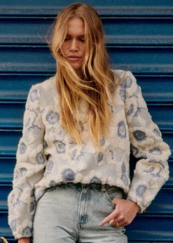Sezane Sweats|Sweat-Shirt Harlem Bleu Vintage / Ecru