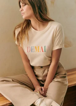Sezane T-shirts|T-Shirt Demain Crème / Multico
