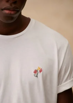 Sezane T-shirts motif|T-shirts manches courtes|T-Shirt Fleur Blanc