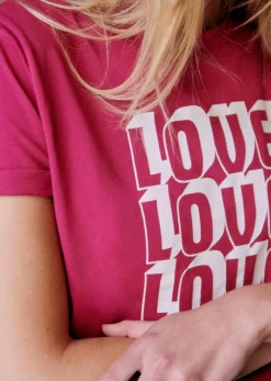 Sezane Le Bain|T-shirts|T-Shirt Love Love Love Bordeaux / Ecru