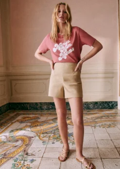 Sezane T-shirts|T-Shirt Maman Mum Mamma Bois de rose / Ecru