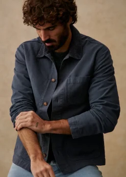 Sezane Vestes coton|Veste Devon Bleu Acier