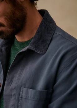 Sezane Vestes coton|Veste Devon Bleu Acier