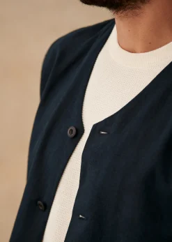 Sezane Vestes coton lin|Veste Germain Marine