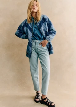 Sezane Vestes & Manteaux|Veste Rony Denim Patchwork
