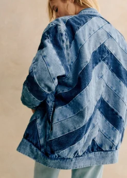 Sezane Vestes & Manteaux|Veste Rony Denim Patchwork